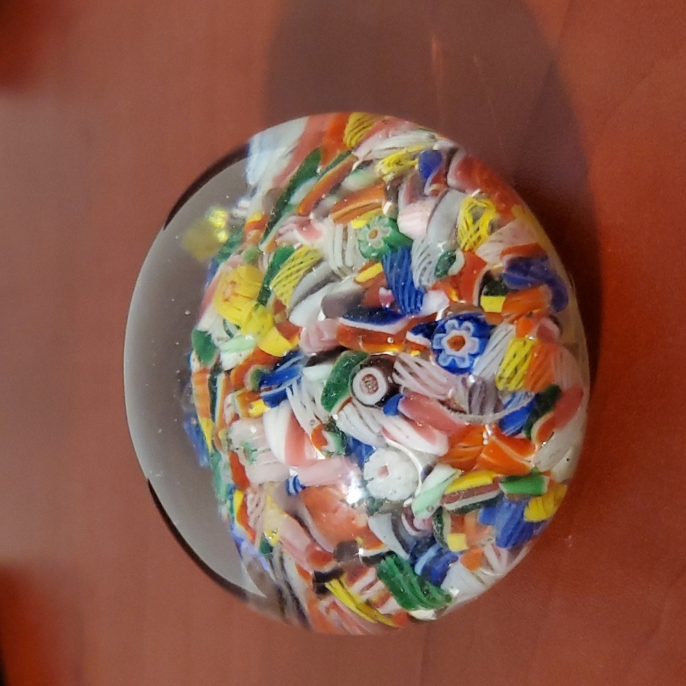 Vintage 1920s/30s Chinese Millefiori Scrambled Magnum Paperweight Signed